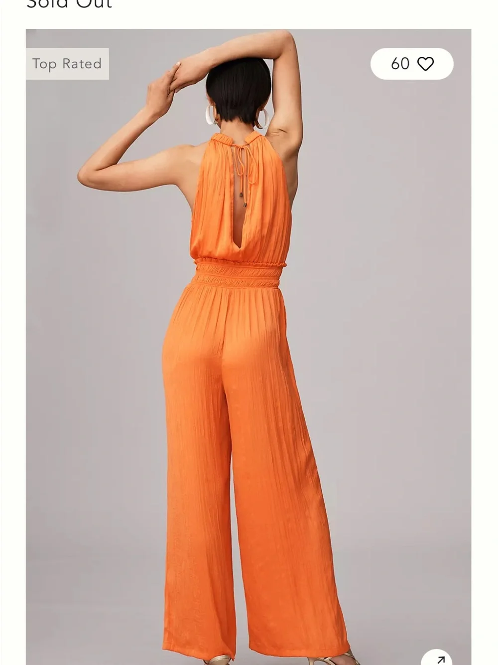NWT Anthropologie Somerset Halter Jumpsuit M Tall Orange Wide Leg